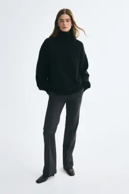 Pull oversize avec col cheminée - Noir — photo 1