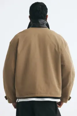 Veste-chemise en twill - Beige foncé/marron foncé — photo 4
