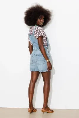 Salopette-short en jean Femme — photo 4