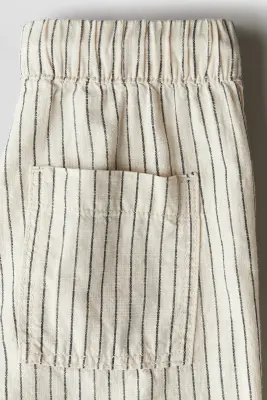 Pantalon en lin mélangé - Crème/rayé — photo 2
