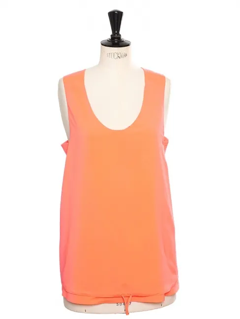 Débardeur bretelles larges en soie orange fluo Px boutique 350€ Taille M