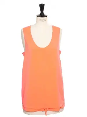 Débardeur bretelles larges en soie orange fluo Px boutique 350€ Taille M — photo 1