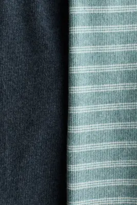Lot de 2 leggings côtelés en coton - Bleu foncé/turquoise — photo 1