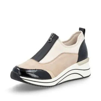 Baskets Remonte D0T08-60 Beige - Cuir Zip Grande Pointure Femme — photo 1