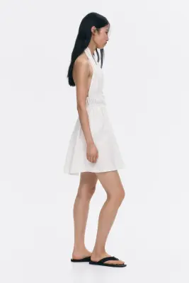 Robe dos nu avec cordons de serrage - Blanc — photo 4