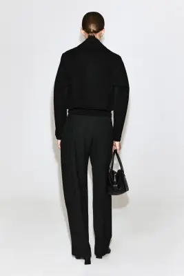 VESTE OVERSIZE COURTE EN LAINE DOUBLE FACE - NOIR — photo 5