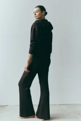 Pantalon large avec taille élastique - Marron foncé — photo 2
