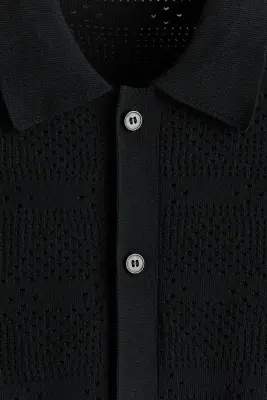 Chemise Regular Fit en maille - Noir — photo 4