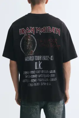 T-shirt Oversized Fit - Noir délavé/Iron Maiden — photo 2