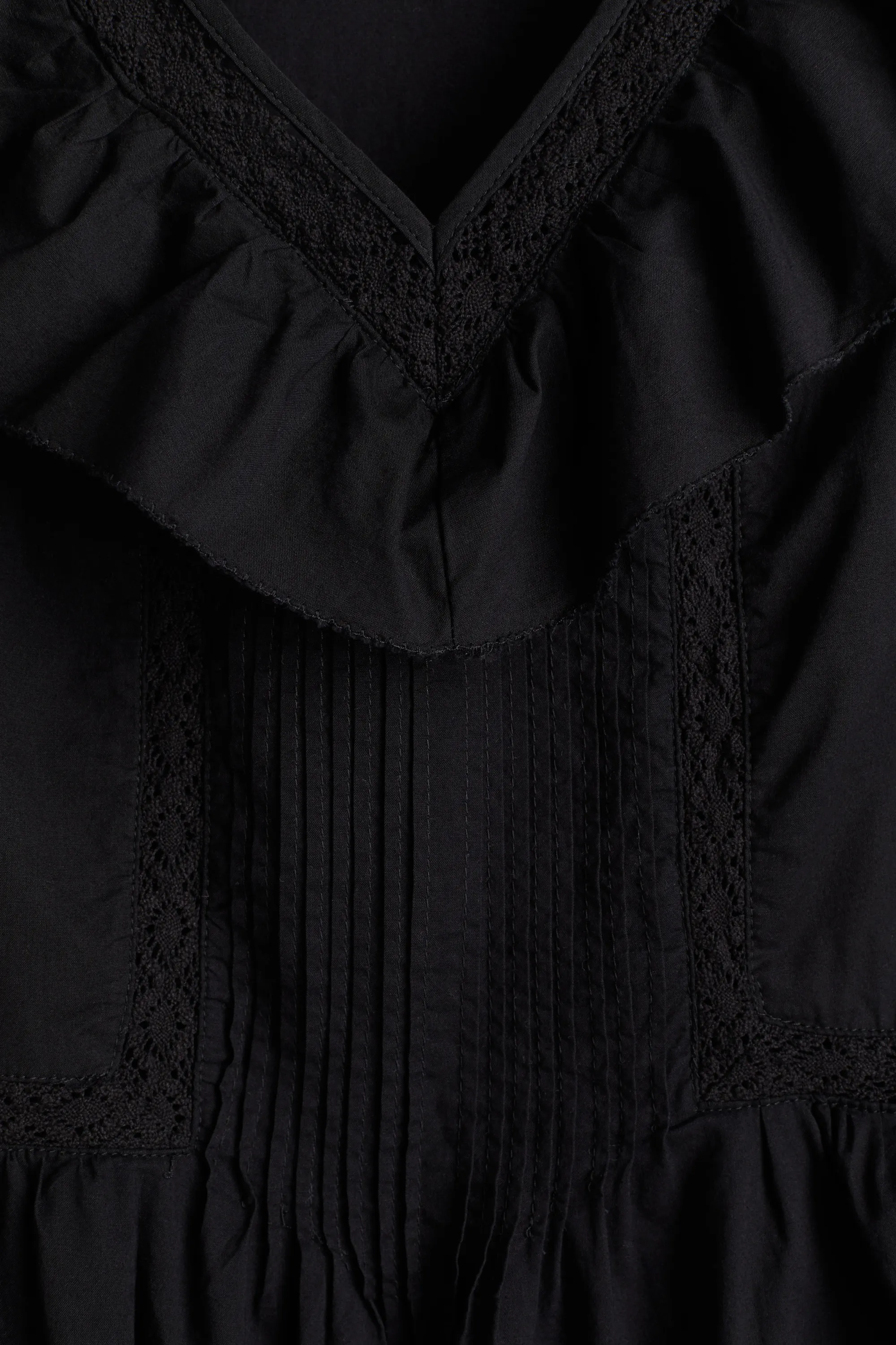 Robe volantée en coton - Noir