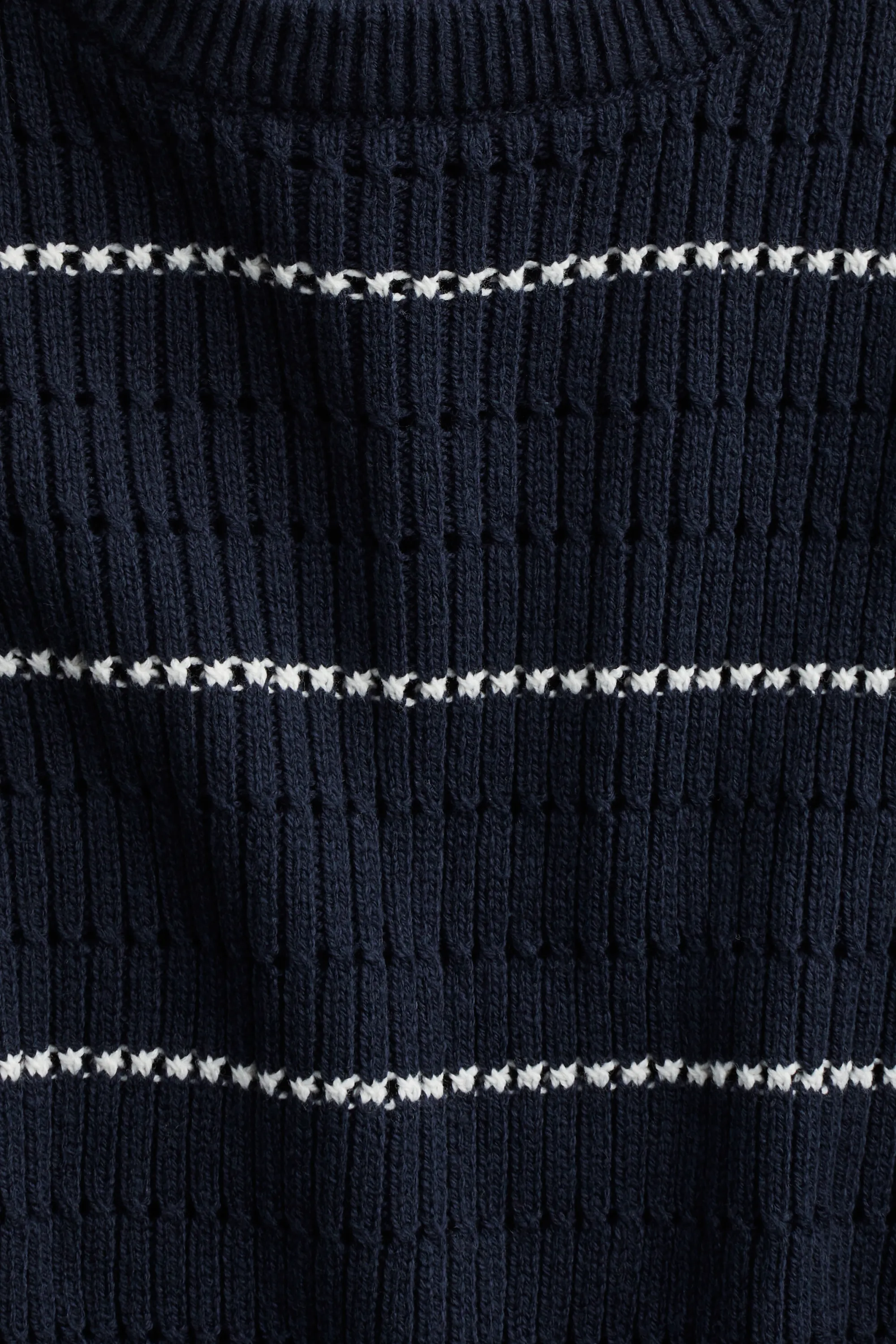 Pull à motif ajouré - Bleu marine/rayé
