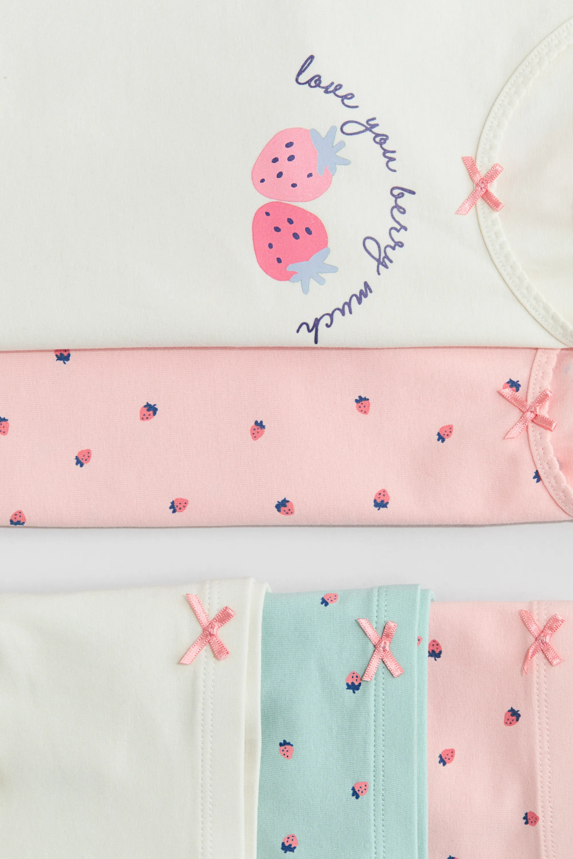 Ensemble 5 pièces en coton - Crème/fraises