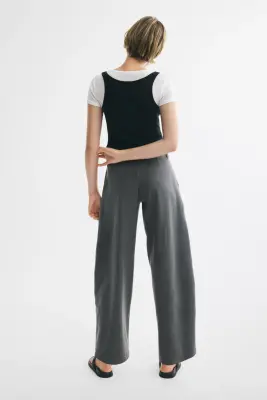 Pantalon chic avec jambes barrel - Gris foncé chiné — photo 2