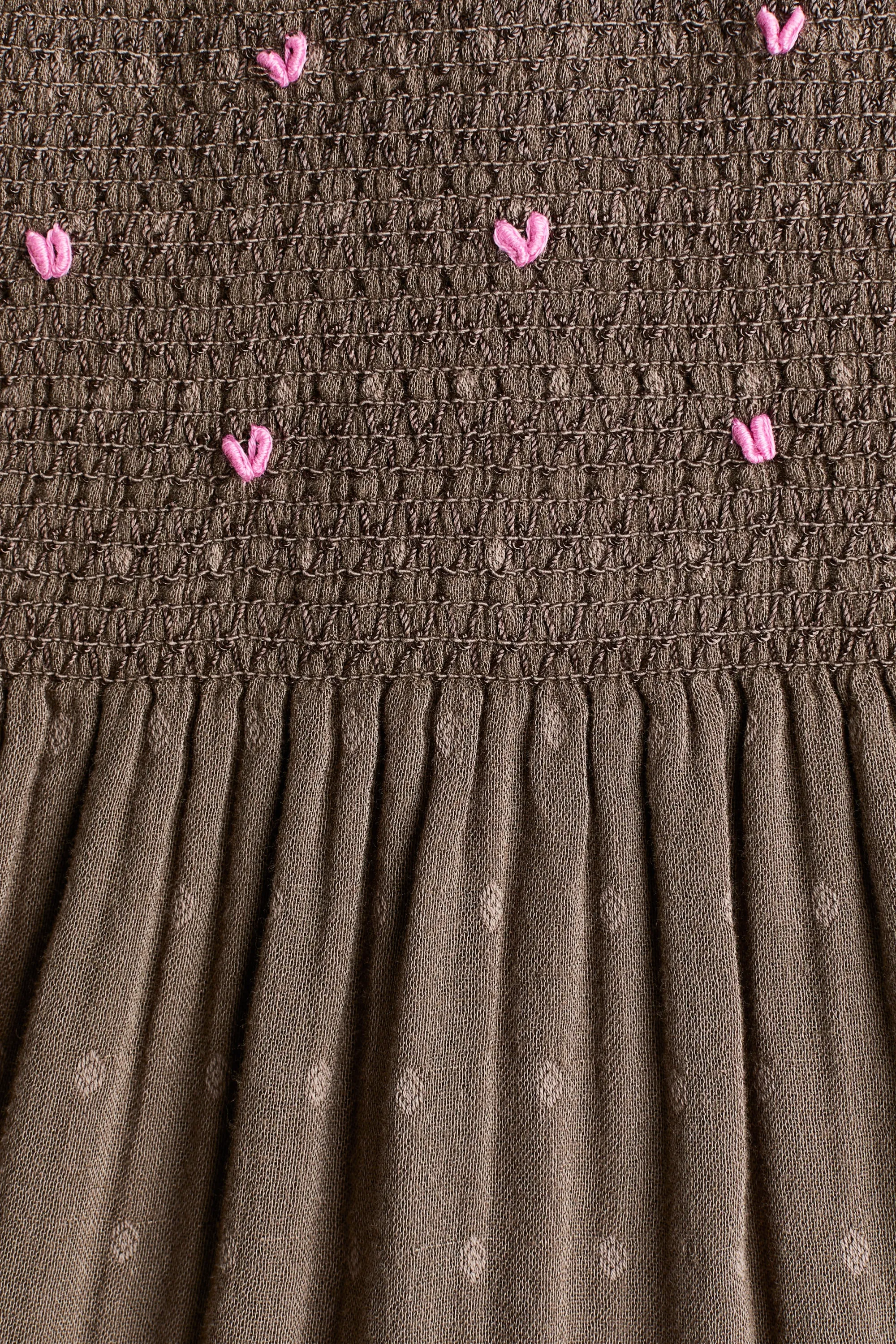 Robe avec détails brodés - Marron/cœurs