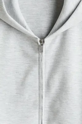 Veste à capuche zippée Oversized Fit en interlock - Gris clair chiné — photo 5