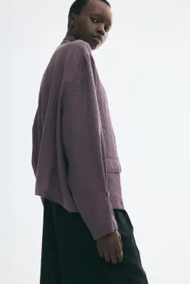 Chemise en tissu texturé avec détail boutonné - Violet foncé — photo 1