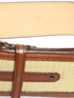 Ceinture large en cuir marron et raffia beige Prix boutique 450€ Taille L — photo 3