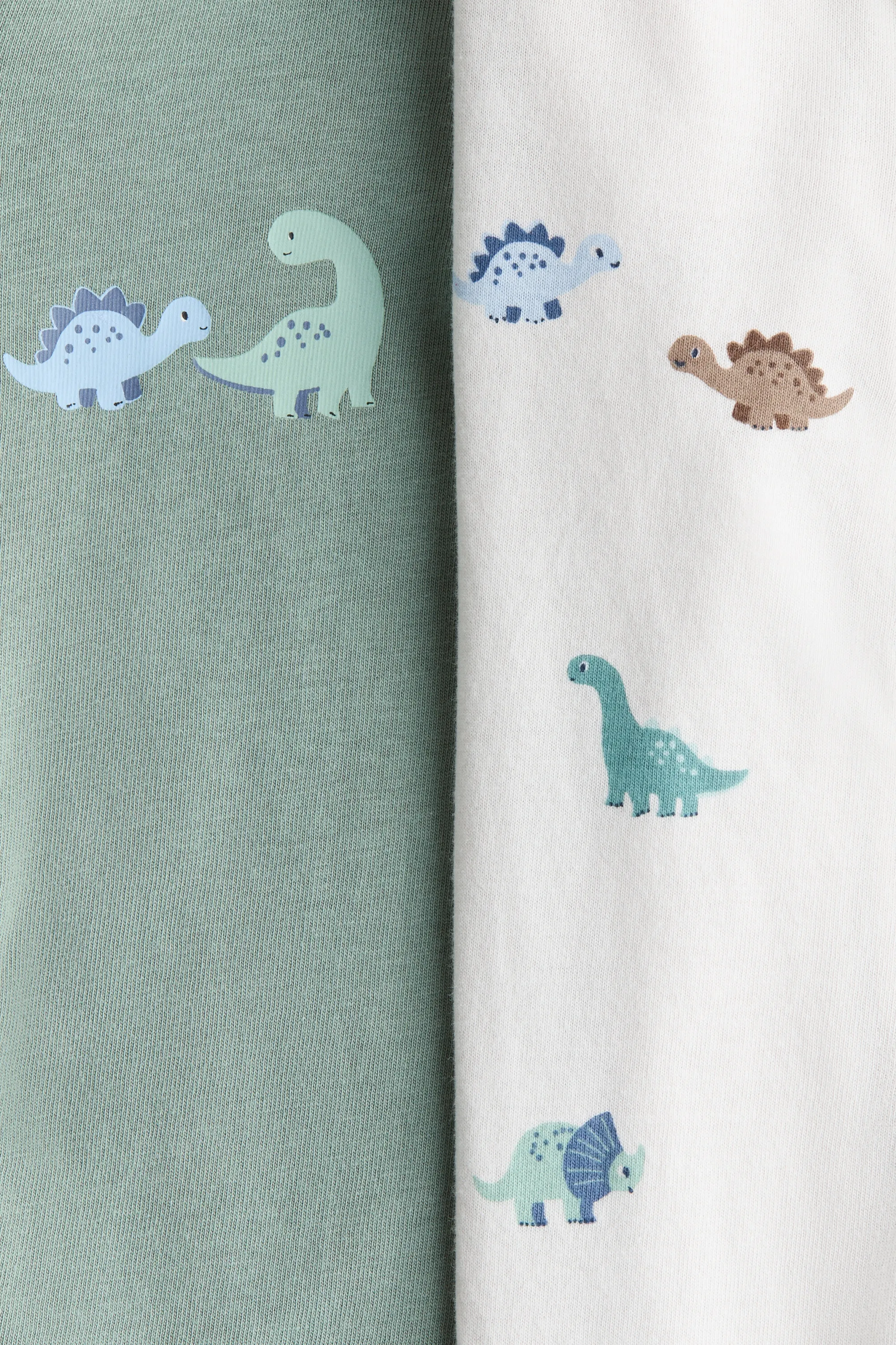 Lot de 2 pyjamas imprimés - Vert kaki/dinosaures