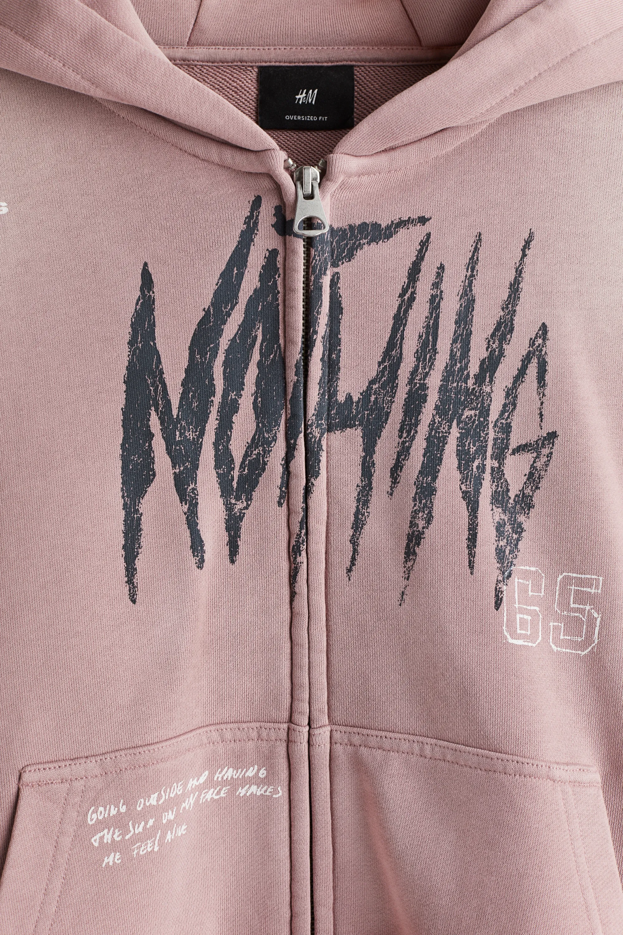 Veste à capuche zippée Oversized Fit - Rose/Nothing
