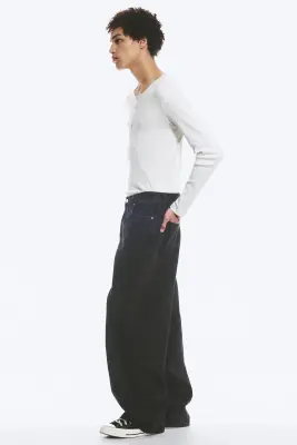 Jean baggy ample taille mi-haute unisexe Astro - Tuned Black – Noir — photo 2