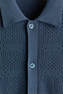 Chemise Regular Fit en maille - Bleu ancien — photo 5