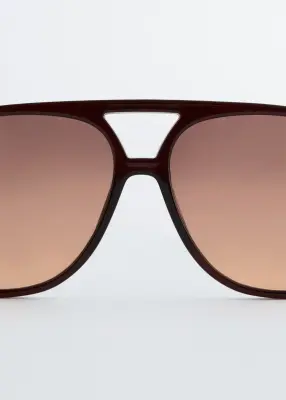 Lunettes de soleil oversize de style aviateur - Marron foncé — photo 2