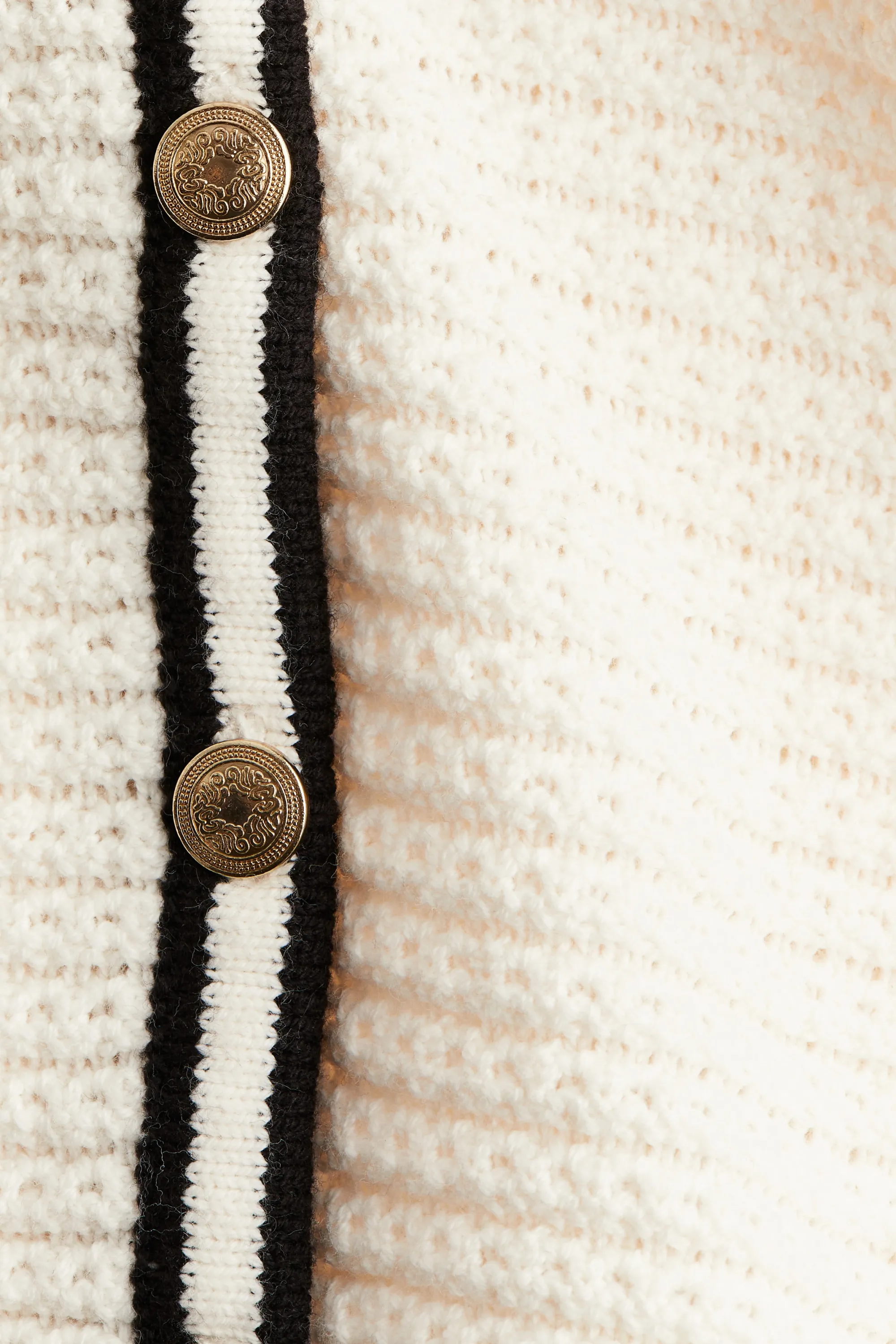 Gilet à encolure plongeante en maille texturée - Crème