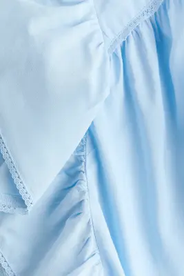 Blouse à manches volantées avec dentelle - Bleu clair — photo 5
