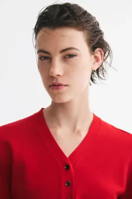 Gilet en maille fine - Rouge — photo 3