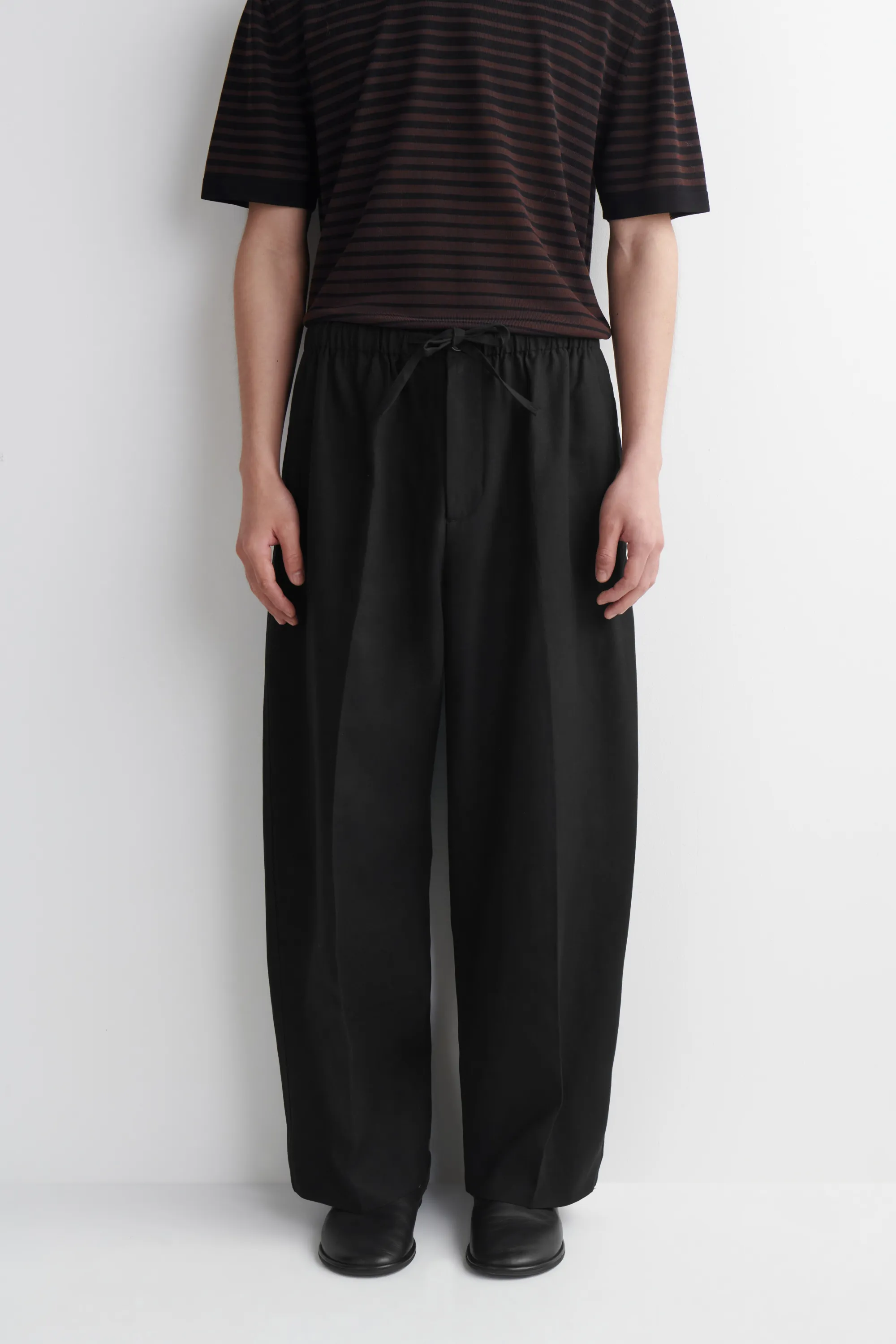 PANTALON BARREL DÉCONTRACTÉ TAILLE AJUSTABLE - NOIR