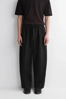 PANTALON BARREL DÉCONTRACTÉ TAILLE AJUSTABLE - NOIR — photo 1