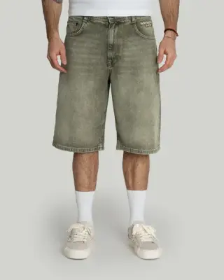 Short homeboy x-tra baggy dye denim – washed green — photo 1