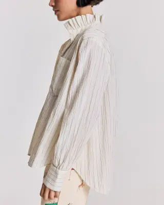 Chemise Léonor rayures écru et marine — photo 4