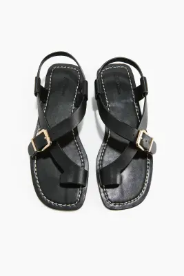 Sandales en cuir - Noir — photo 1