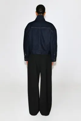 VESTE EN DENIM À COL CHEMINÉE - BLEU ENCRE — photo 5