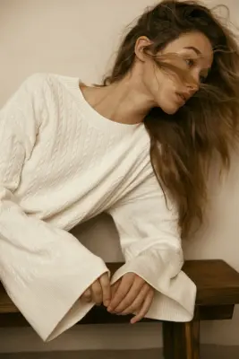 Robe en maille torsadée - Crème — photo 1