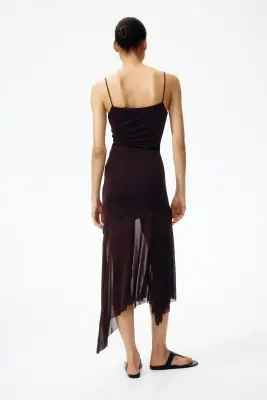 Asymmetric strappy dress - Marron foncé — photo 2