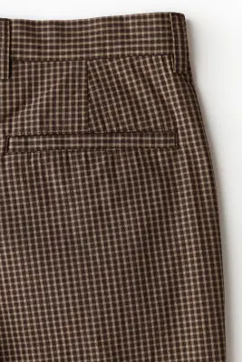Pantalon large Relaxed Fit - Marron foncé/carreaux — photo 5
