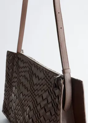Sac à bandoulière en cuir tressé - Marron Clair — photo 4