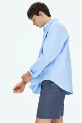 Short chino Regular Fit en coton - Bleu ancien — photo 3