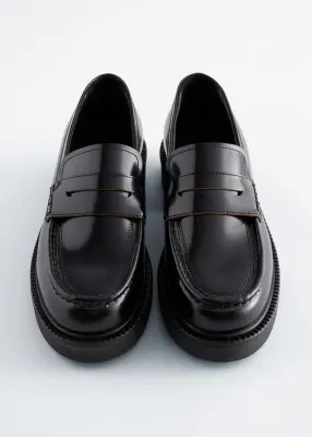 Mocassins en cuir épais - Noir — photo 3