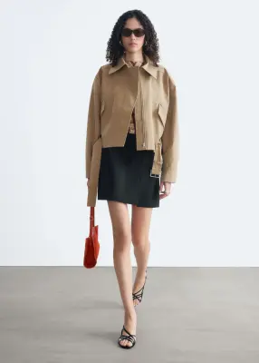 Veste ceinturée en sergé de coton - Beige — photo 2