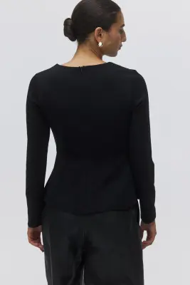 Top péplum en jersey - Noir — photo 2
