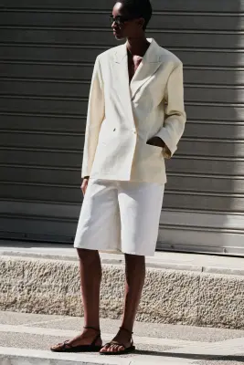 BLAZER DE SMOKING EN MÉLANGE DE LIN - ÉCRU — photo 5
