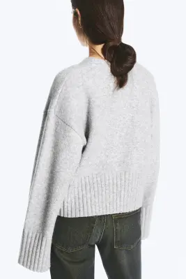 Pull oversize en maille - Gris chiné — photo 2