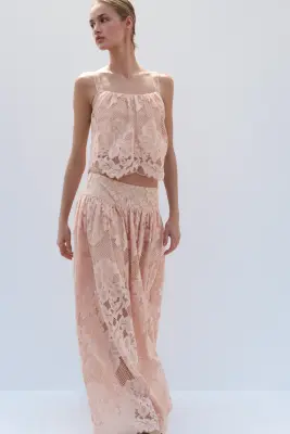 Jupe festonnée en dentelle - Rose ancien — photo 1