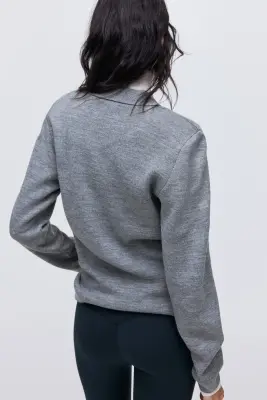 Pull façon polo avec épaulettes - Gris chiné — photo 4