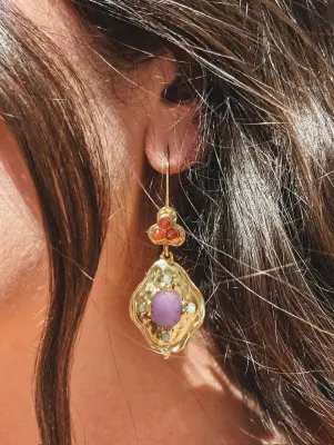 Nouveau ! ALHAJA Boucles d'oreilles Pitiusa Lilas — photo 2