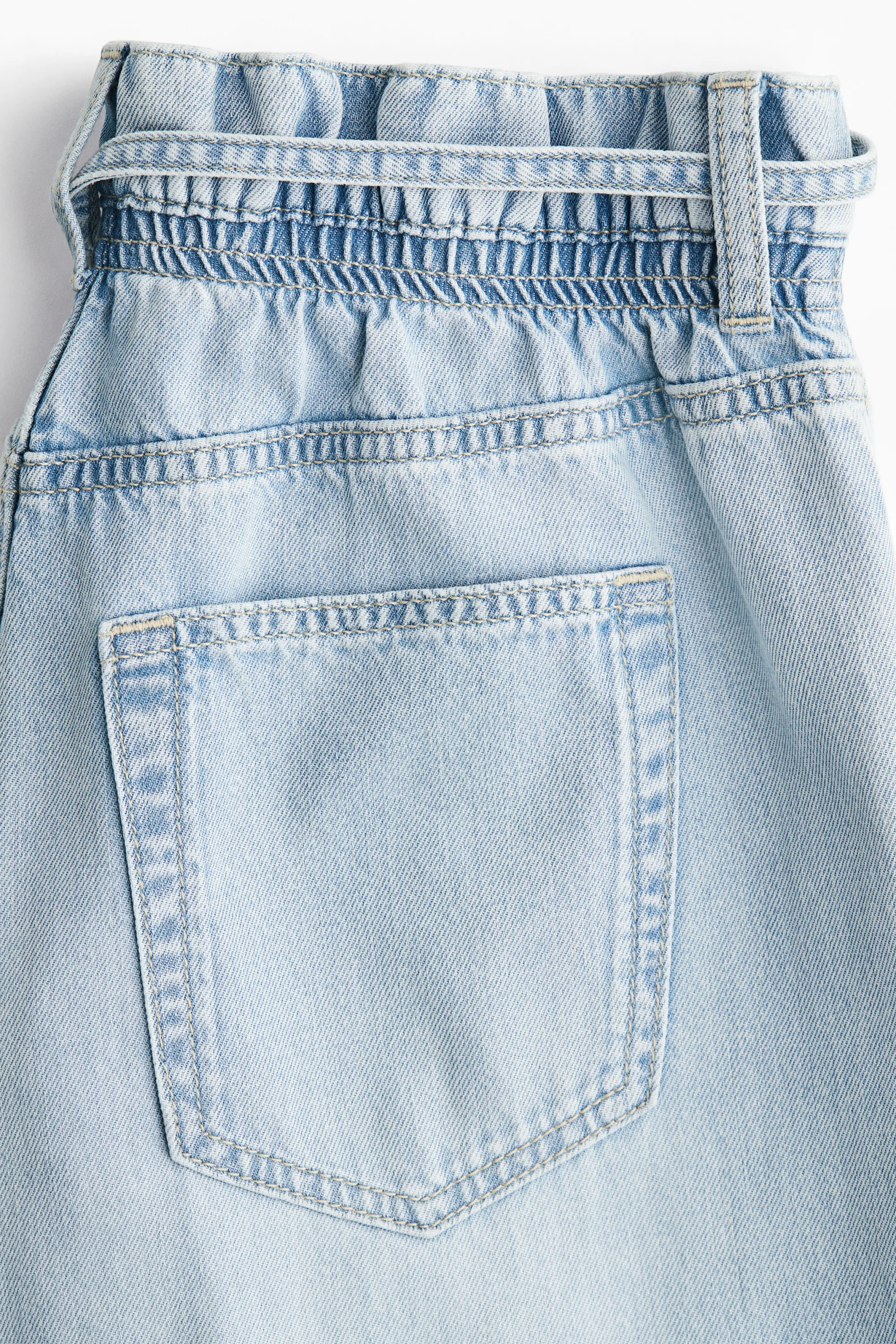 Jean paper bag avec ceinture - Bleu denim pâle