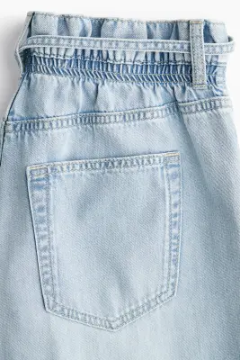 Jean paper bag avec ceinture - Bleu denim pâle — photo 1